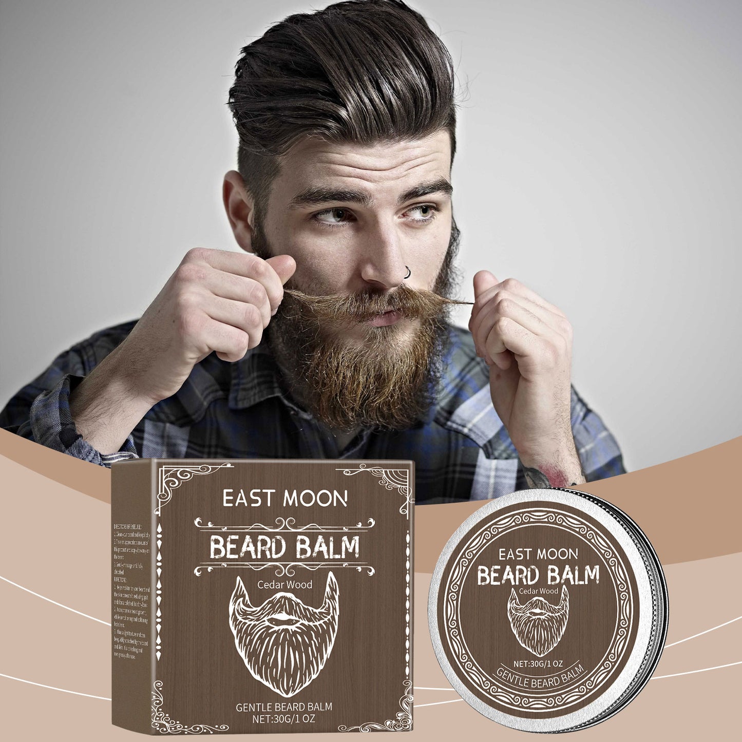 East Moon Cedar Wood Beard Care Wax Men's Beard Cedar Wood Care Cream Nourishes And Strengthens Beard