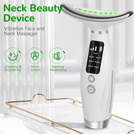 Seven color color light neck beauty device for lifting firming and removing neck wrinkles high-frequency vibration beauty device