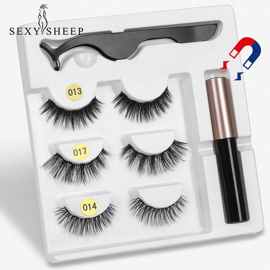 Magnetic Eyelashs set  Magnet Liquid Eyeliner& Magnetic Lashes & Tweezer Set Waterproof Long Lasting Eyelash Extension