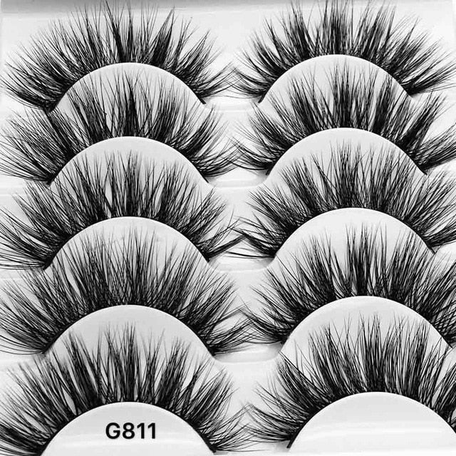 5Pairs 3D Mink Lashes False Eyelashes Natural Eyelash Extension Volume Lashes Long Cross Faux Eye Lashes Makeup G800 G815 Fake L